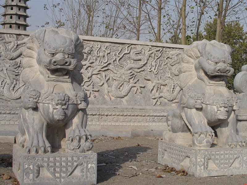 壁畫(huà)前的石雕獅子[編號(hào)114]