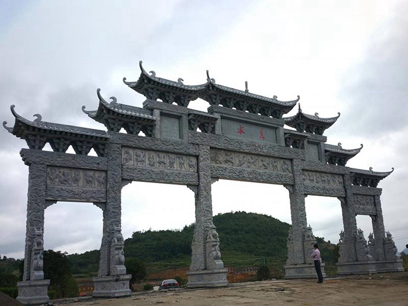 旅游景點五門石材牌坊施工