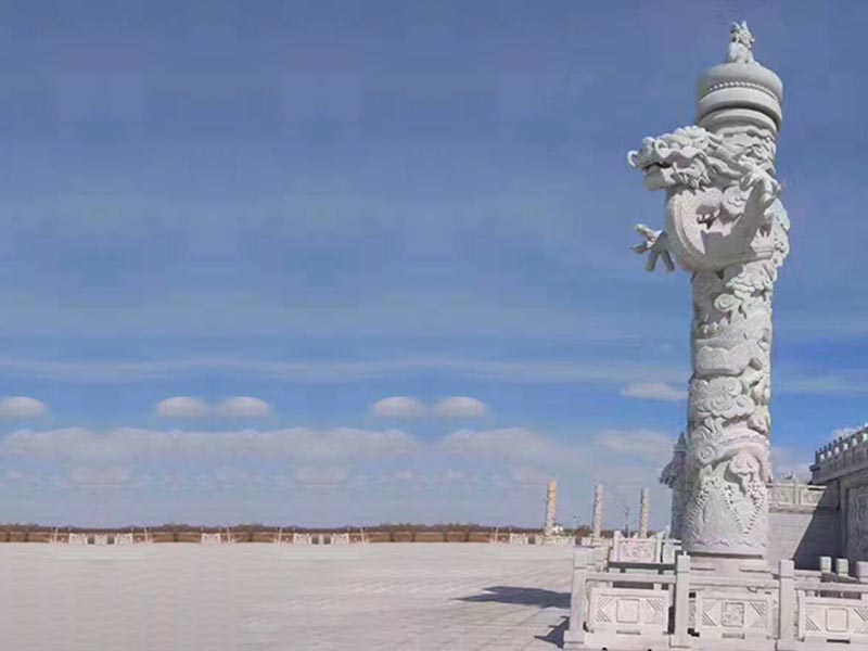大型景區(qū)廣場(chǎng)漢白玉石龍柱[編號(hào)371]
