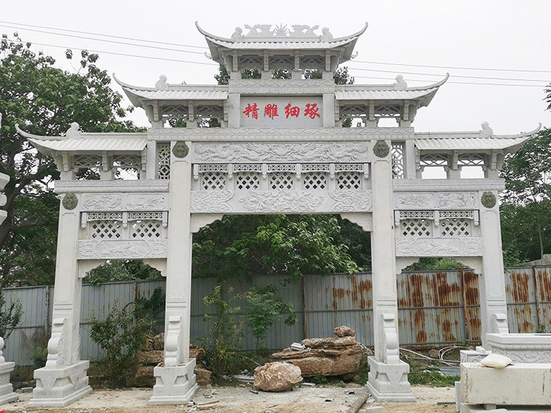 三門(mén)五樓花崗巖村口石牌坊
